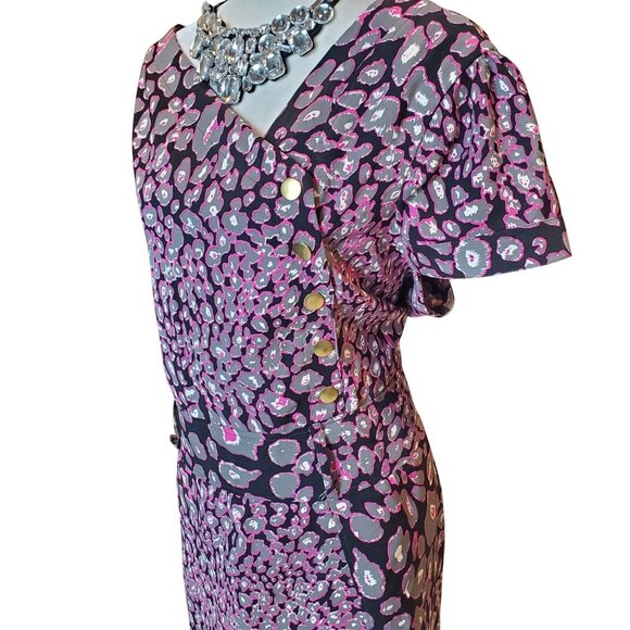 ASHLEY STEWART FORMAL DRESS BLACK/PINK ANIMAL PRINT STRETCH SIZE 3X - Picture 6 of 11